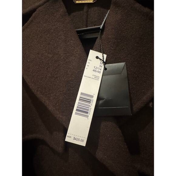 NEW Elie Tahari Wool Rich Dark Chocolate Trench Coat US M retails $425 - Picture 3 of 5